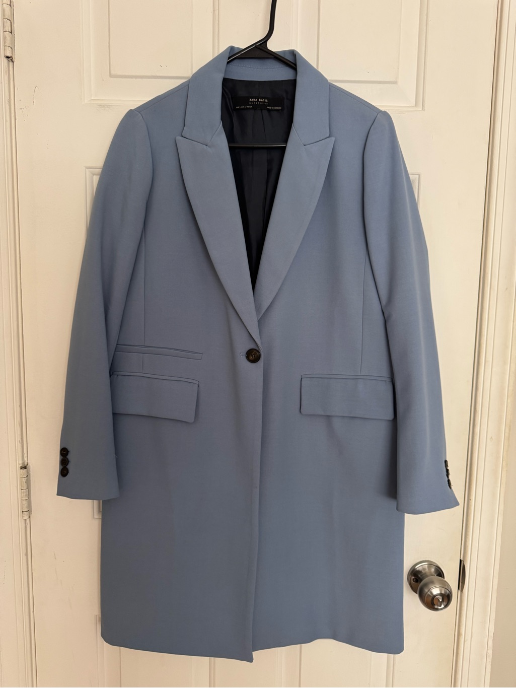 Zara Light Blue Single-Button Tailored Coat